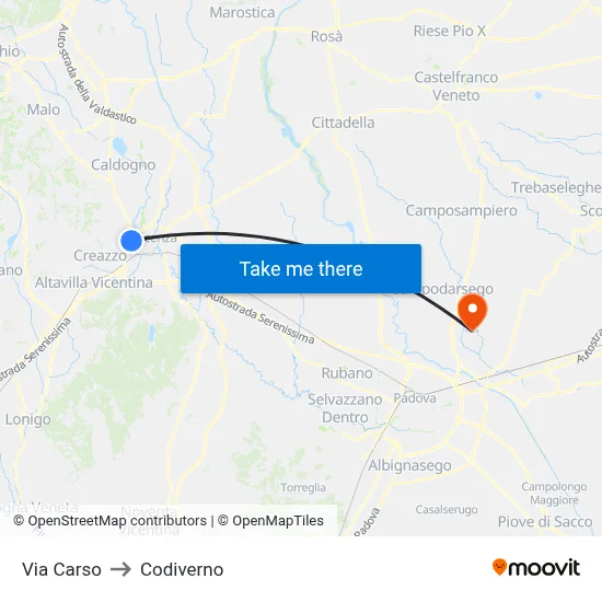 Carso Street to Codiverno map