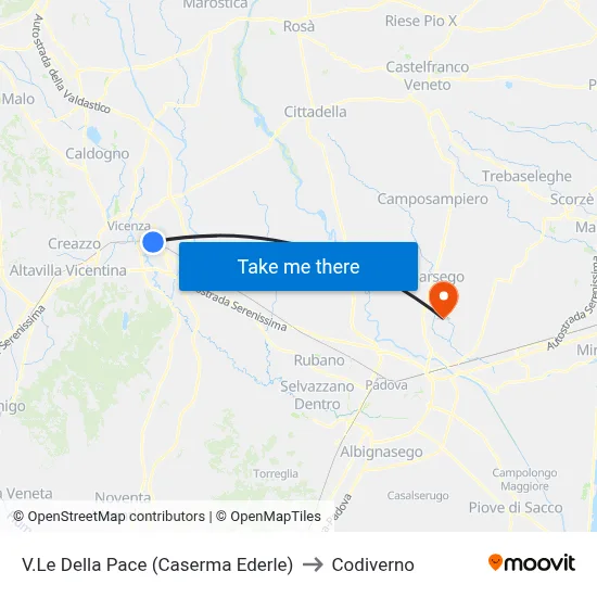 Peace Avenue (Ederle Barracks) to Codiverno map