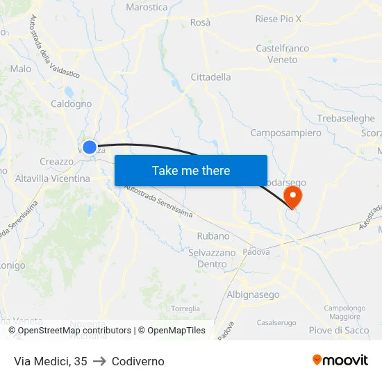 Via Medici, 35 to Codiverno map