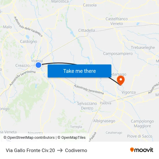 Gallo St Opposite #20 to Codiverno map
