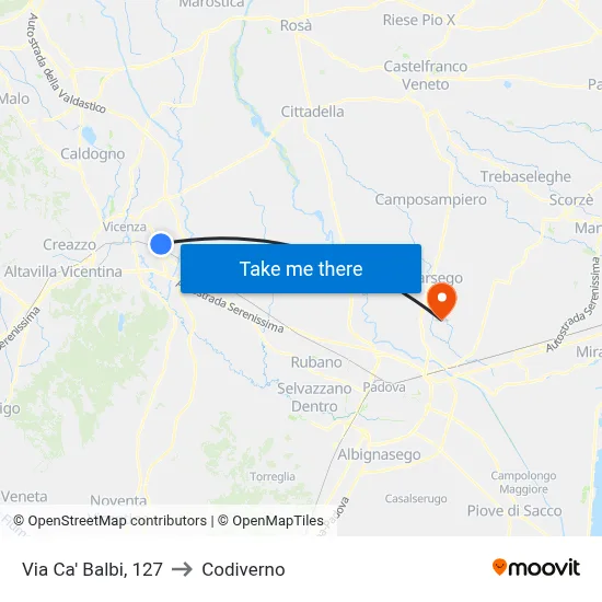Ca' Balbi Street, 127 to Codiverno map