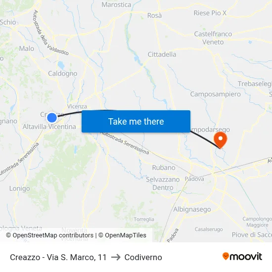 Creazzo - Via S. Marco, 11 to Codiverno map