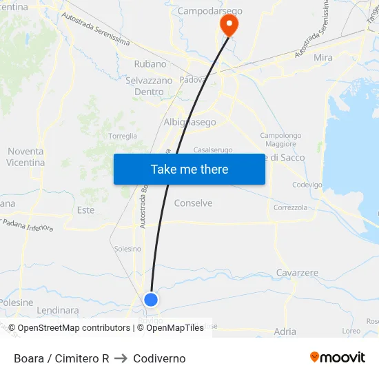 Boara Cemetery to Codiverno map