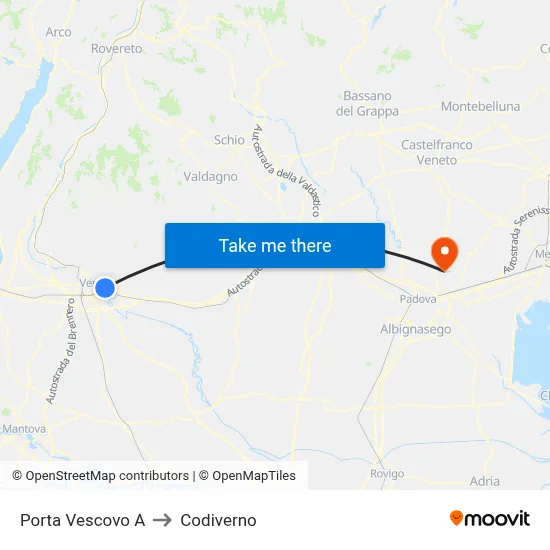 Porta Vescovo A to Codiverno map