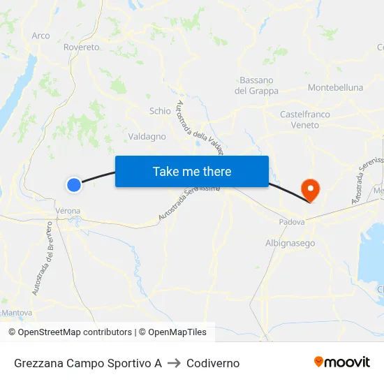 Grezzana Sports Field A to Codiverno map