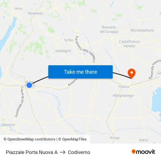 Piazzale Porta Nuova A to Codiverno map