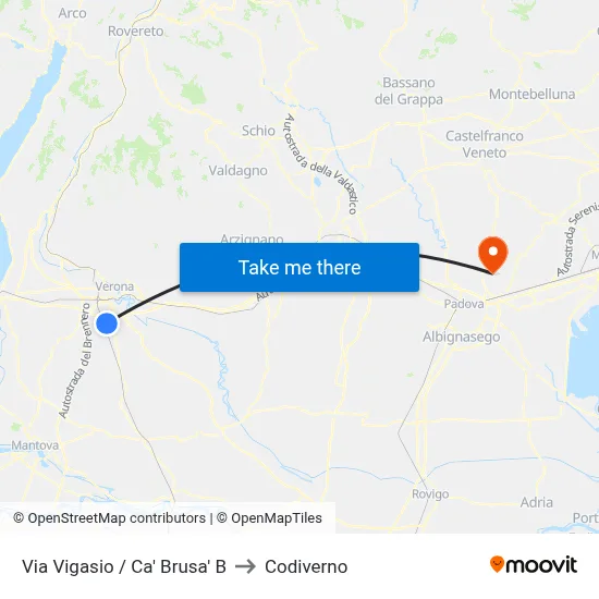 Via Vigasio / Ca' Brusa' B to Codiverno map