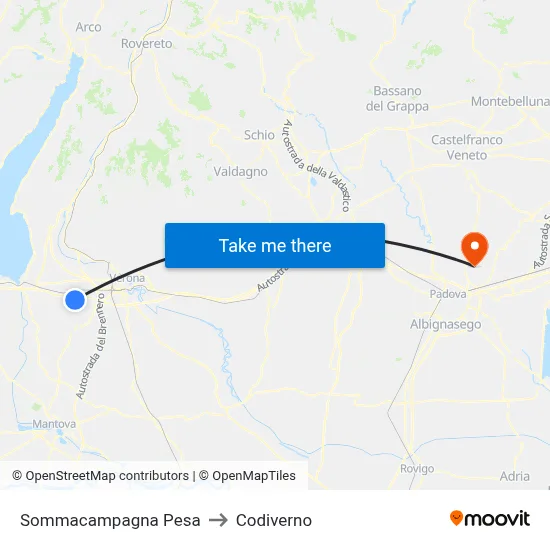 Sommacampagna Weighbridge to Codiverno map