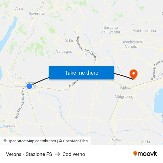Verona - Stazione FS to Codiverno map