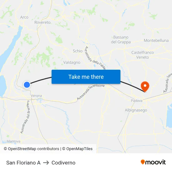 San Floriano A to Codiverno map