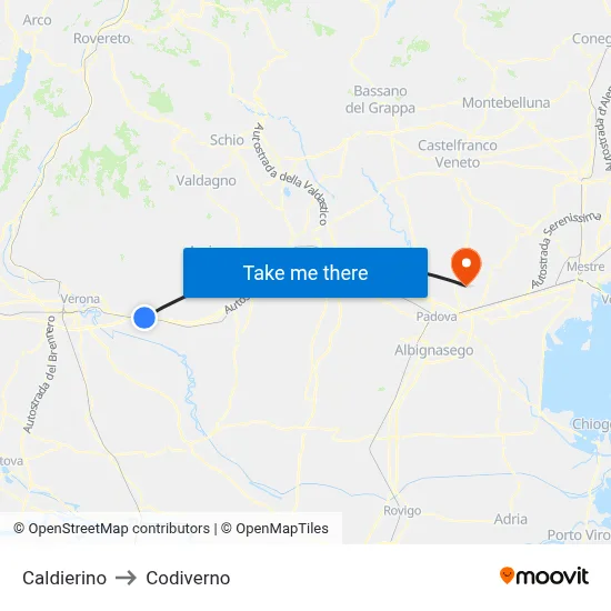 Caldierino to Codiverno map
