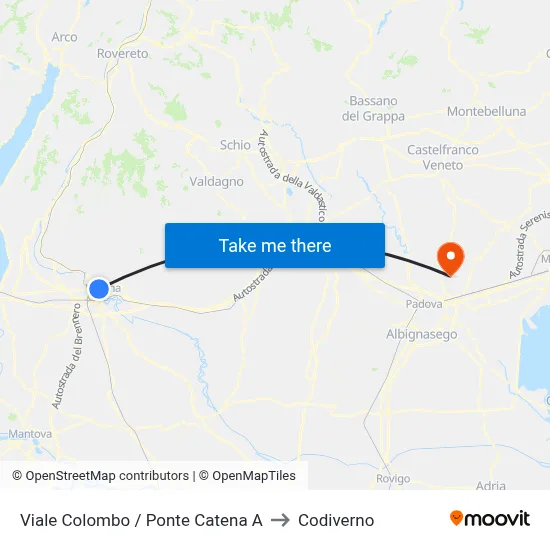 Viale Colombo / Ponte Catena A to Codiverno map