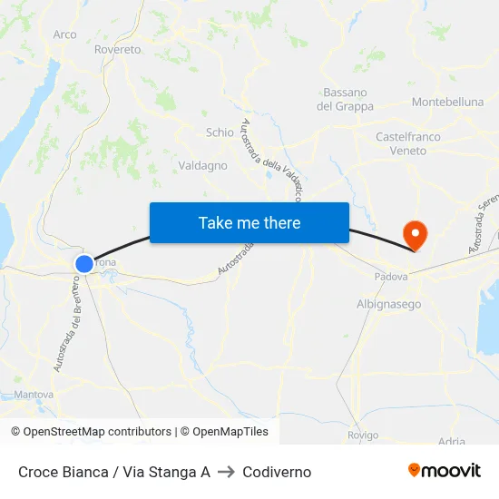Croce Bianca / Via Stanga A to Codiverno map