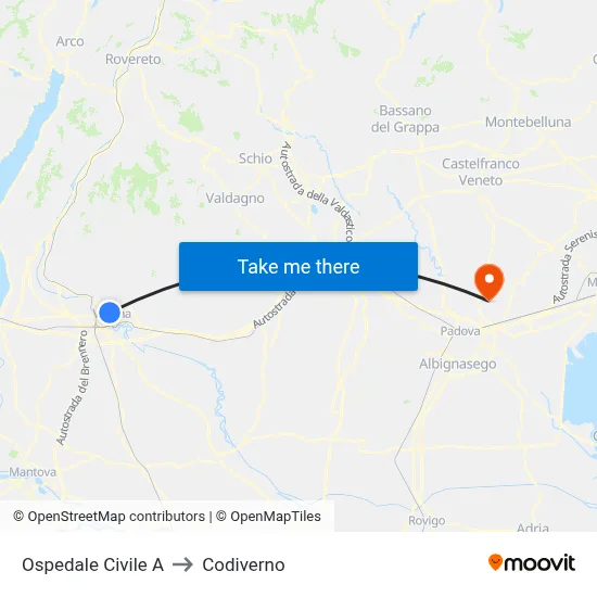 Civil Hospital A to Codiverno map
