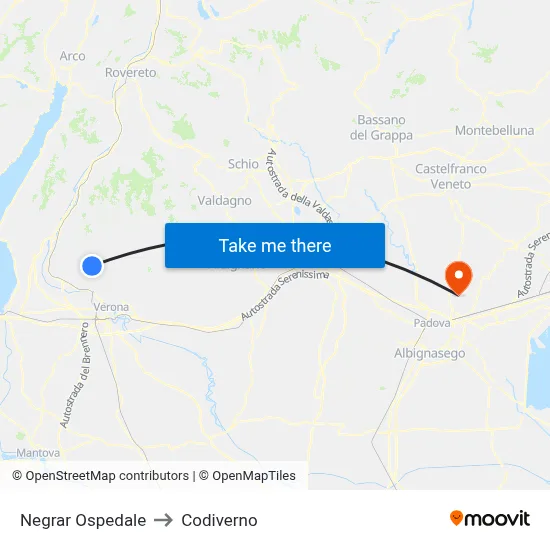 Negrar Hospital to Codiverno map