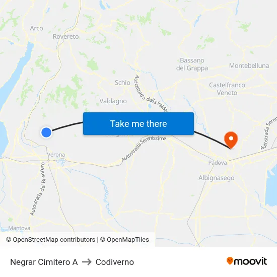 Negrar Cemetery A to Codiverno map