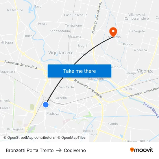 Bronzetti Trento Gate to Codiverno map