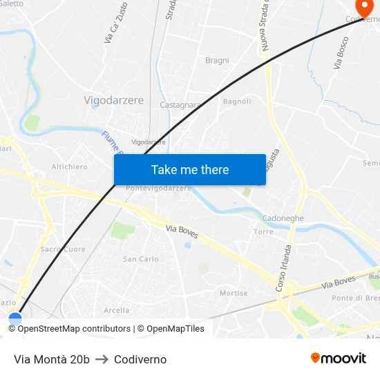 Montà Street 20b to Codiverno map