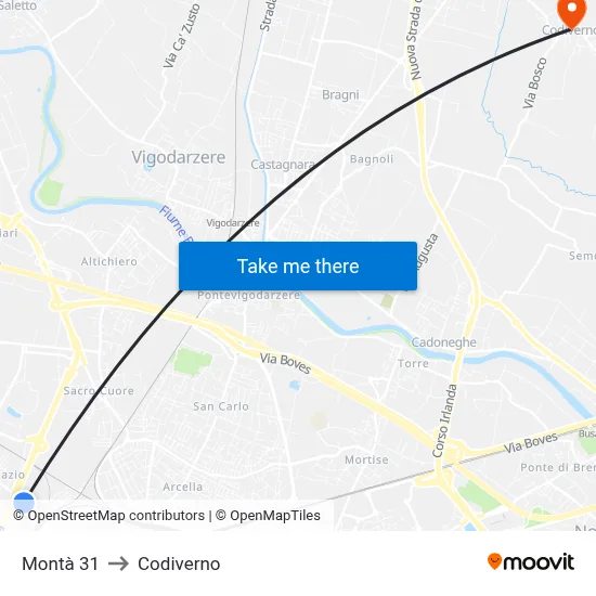 Montà 31 to Codiverno map
