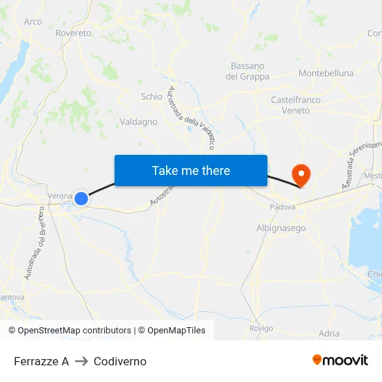 Ferrazze A to Codiverno map