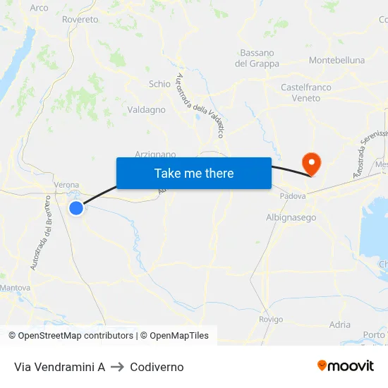 Vendramini Street A to Codiverno map