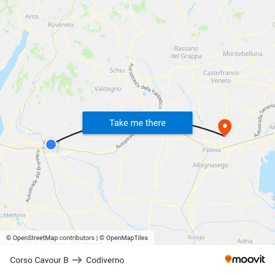 Cavour Avenue B to Codiverno map