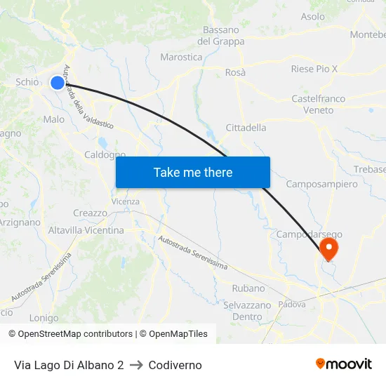 Lake Albano Street 2 to Codiverno map