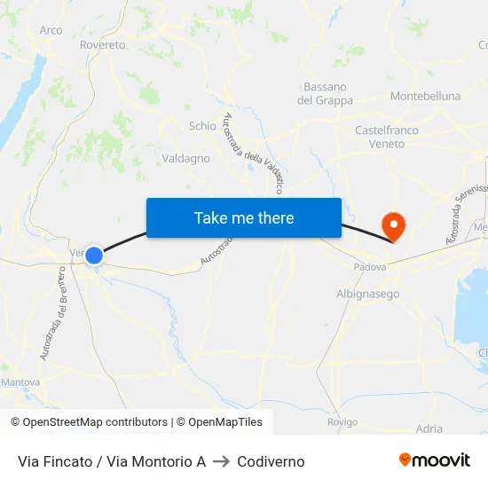 Fincato Street / Montorio Street A to Codiverno map