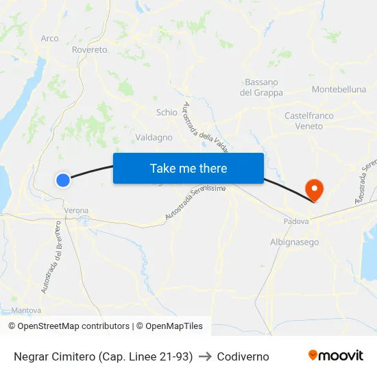 Negrar Cemetery (Lines 21-93 Terminal) to Codiverno map