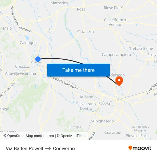 Baden Powell Street to Codiverno map