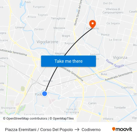 Eremitani Square / People's Course to Codiverno map