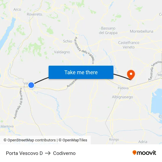 Porta Vescovo D to Codiverno map