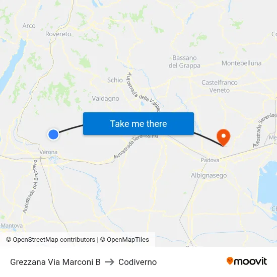 Grezzana Via Marconi B to Codiverno map