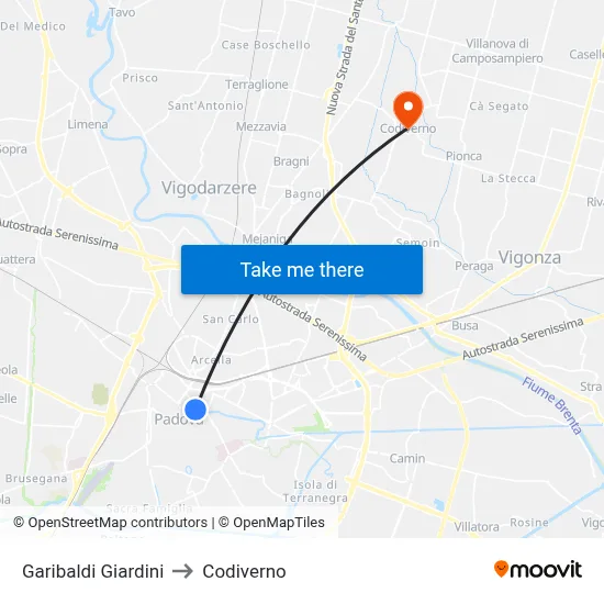 Garibaldi Gardens to Codiverno map