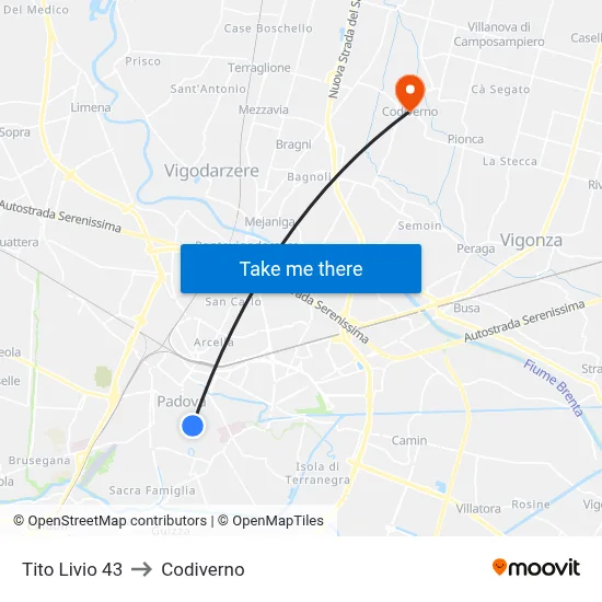 Tito Livio 43 to Codiverno map