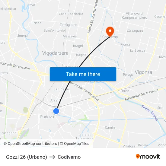Gozzi 26 (Urban) to Codiverno map