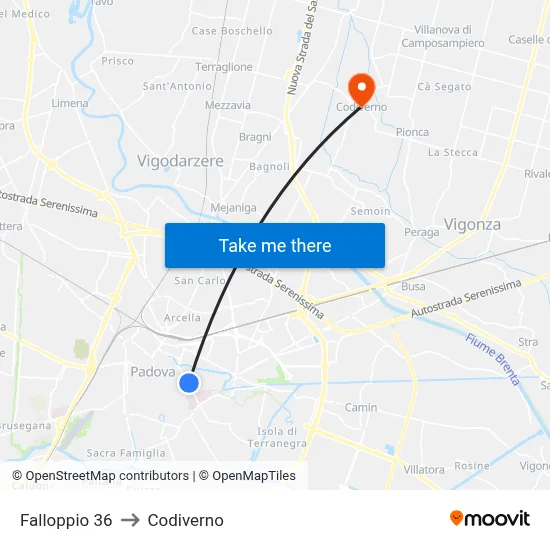 Falloppio 36 to Codiverno map