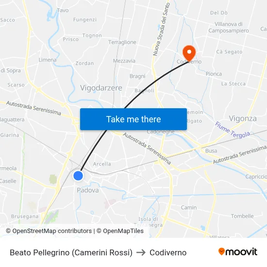 Beato Pellegrino (Camerini Rossi) to Codiverno map