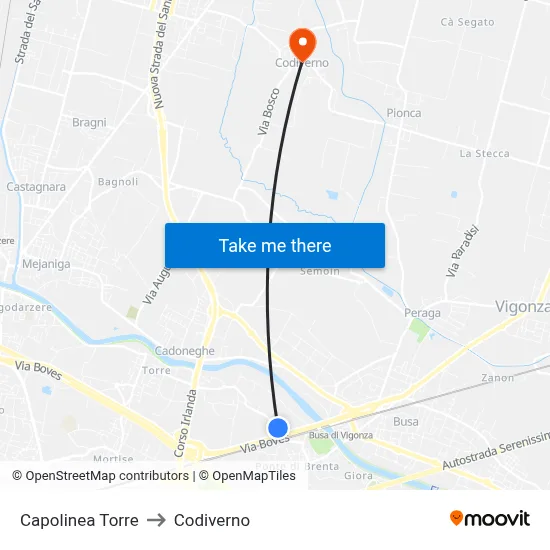 Torre Terminal to Codiverno map
