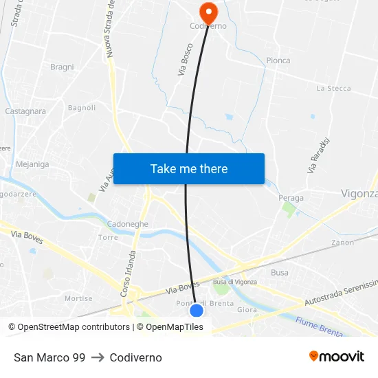 San Marco 99 to Codiverno map