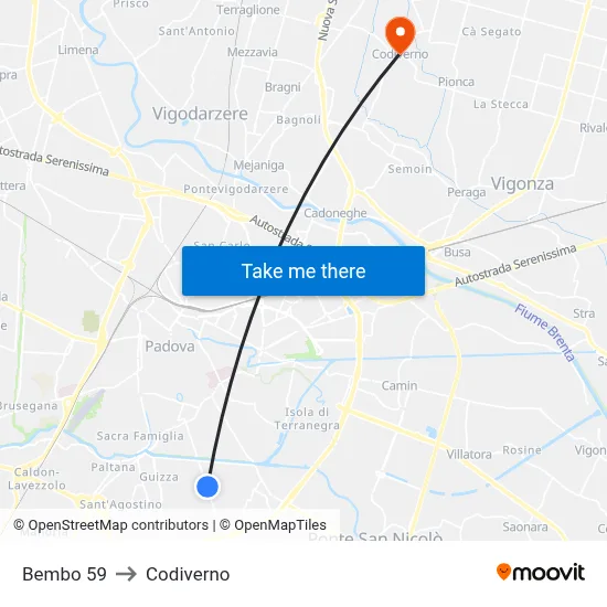 Bembo 59 to Codiverno map