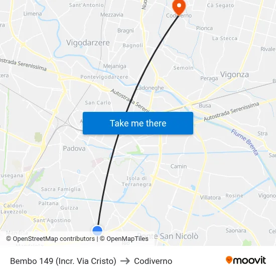Bembo 149 (Cristo Street Junction) to Codiverno map