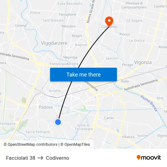 Facciolati 38 to Codiverno map
