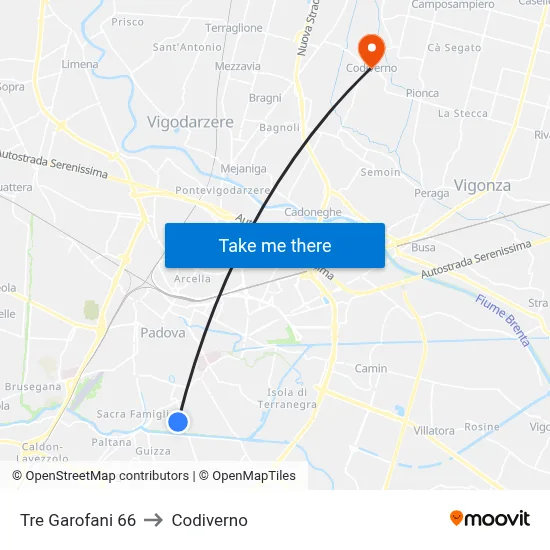 Tre Garofani 66 to Codiverno map