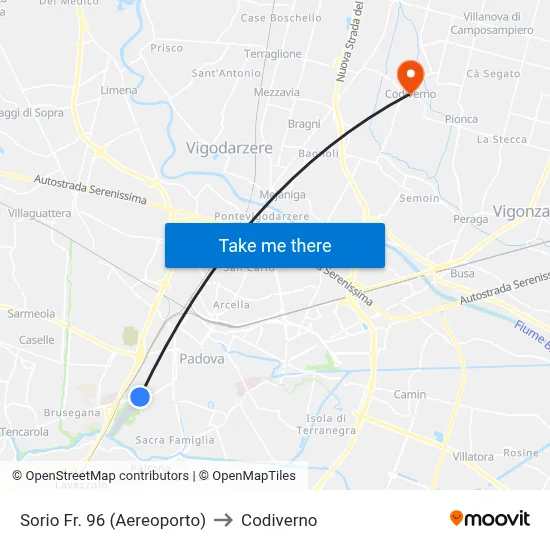 Sorio No. 96 (Airport) to Codiverno map