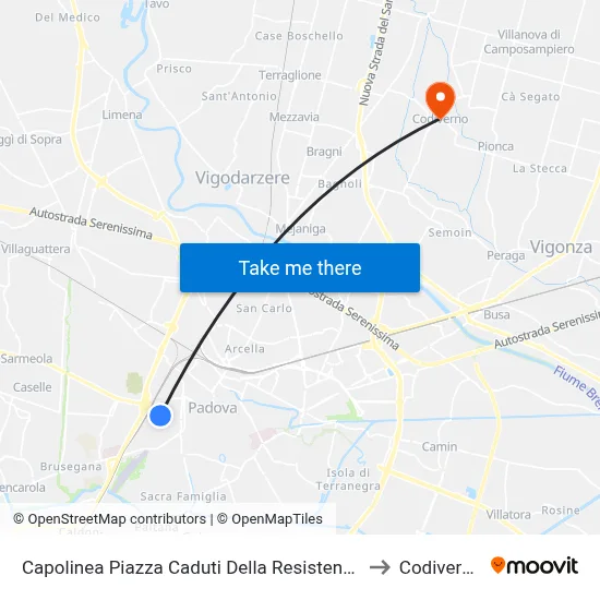 Resistance Martyrs Square Terminal to Codiverno map