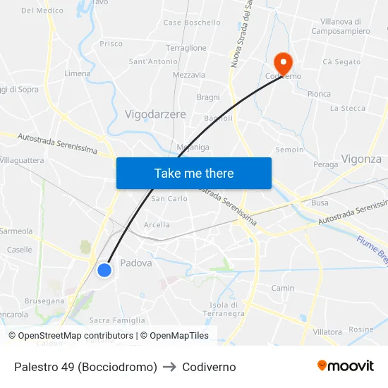 Palestro 49 (Bocce Court) to Codiverno map
