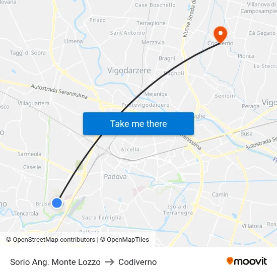 Sorio Corner Monte Lozzo to Codiverno map