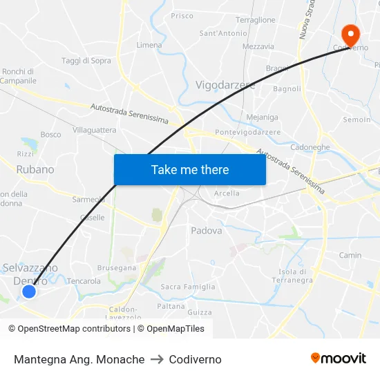 Mantegna Corner Monache to Codiverno map