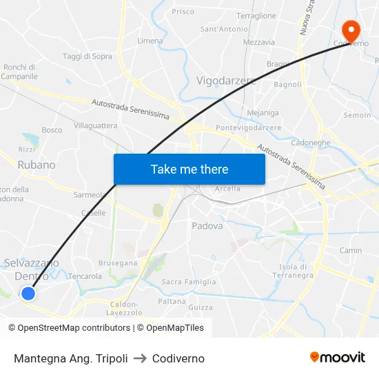 Mantegna Corner Tripoli to Codiverno map